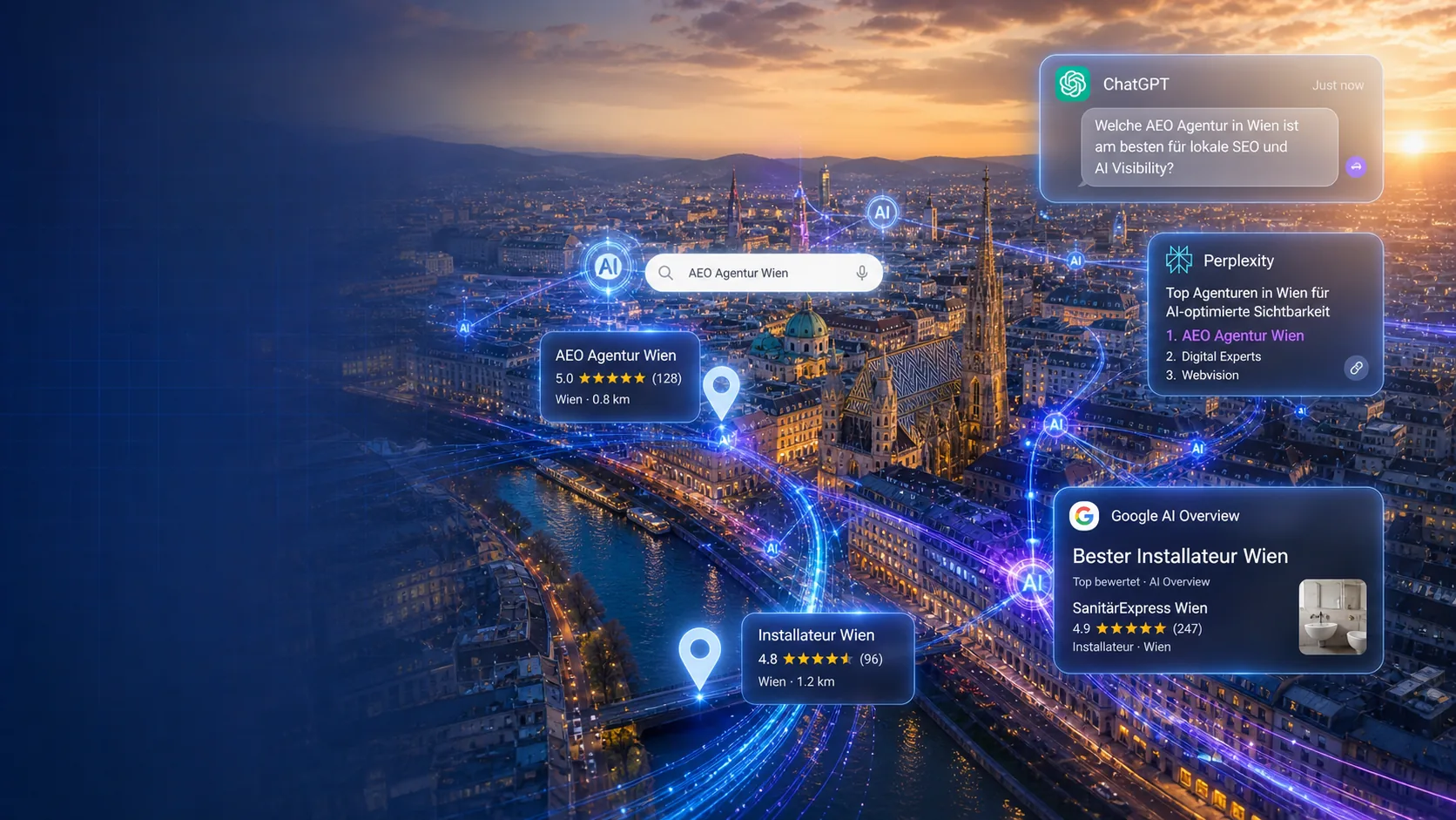 AEO Agentur Wien – KI-Sichtbarkeit in ChatGPT, Gemini und Google AI